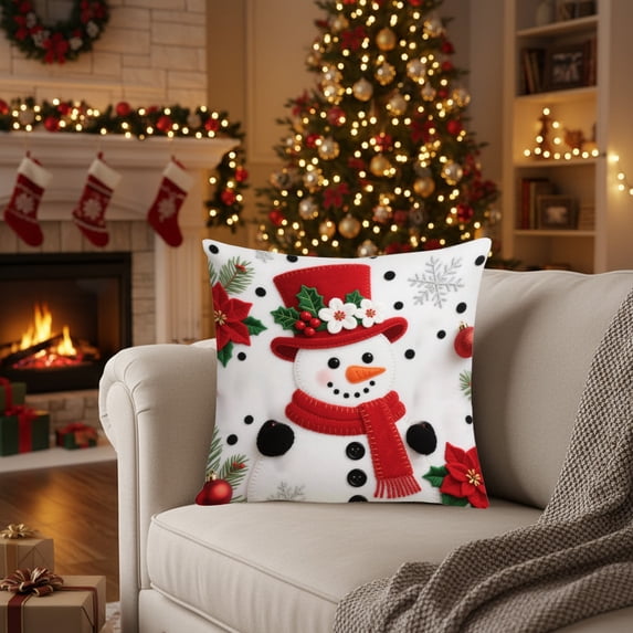 VOTRUDI Christmas Printed Pillow Covers 17.7x17.7 Inches Decorative Pillow Cases for Home Decor