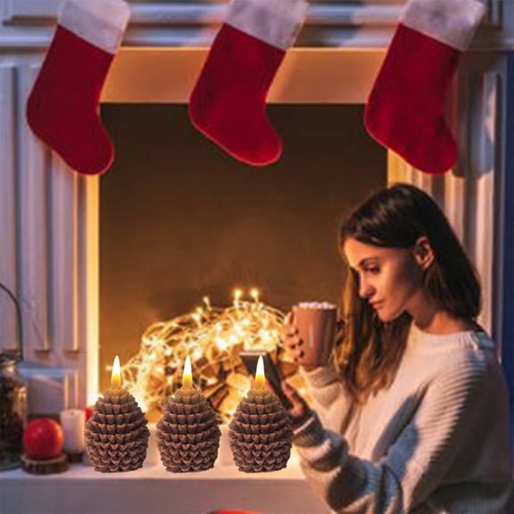 VOTRUDI Christmas Theme Aromatherapy Candle,Brown Pinecone Candle - Decorative Holiday Scent for Table,Window,or Fireplace,Brown