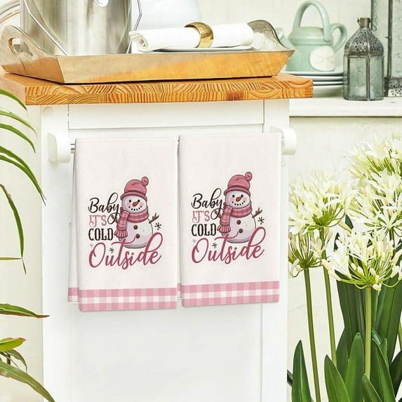 VOTRUDI Christmas Towel, Soft Quick-Drying Polyester with Snowman Pattern, 17.7x25.9in for Kitchen & Bathroom