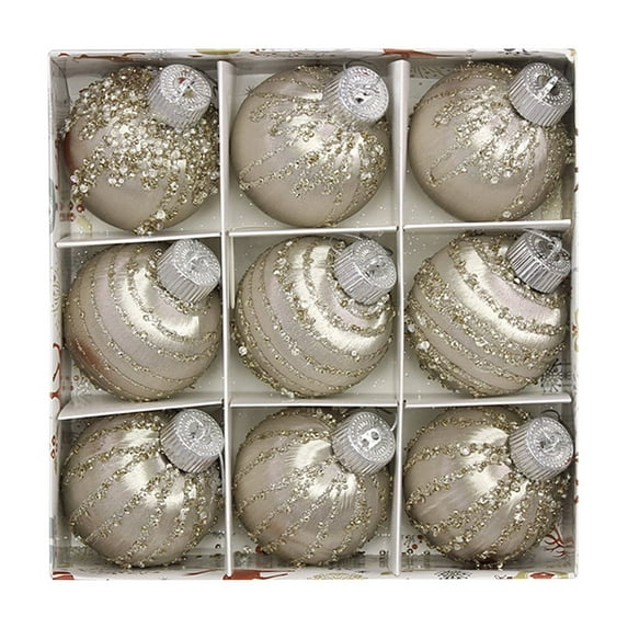 VOTRUDI Christmas Tree Topper,9pcs 3.15in 9pcs Large Shatterproof Foam Christmas Tree Decorations Wire Wrap Balls Christmas Tree Hanging Baubles Decorations,Gold