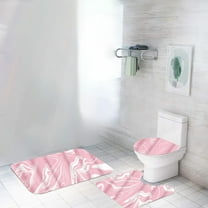 VOTRUDI Colorful Marble 3-Piece Bathroom Rug Set - Non-Slip Toilet Mat & U-Shaped Bath Mat with HD Printed Design,30x17in