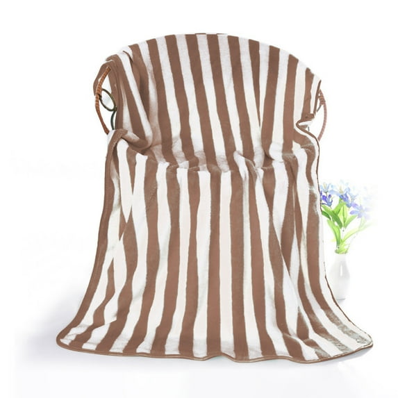 VOTRUDI Coral Fleece Bath Towel 27x55 Inches, Blue & White Striped - Absorbent, Soft & No Shedding 100% Polyester Towel, Plush Velvet-Like for Home, Gym, Beach & Travel