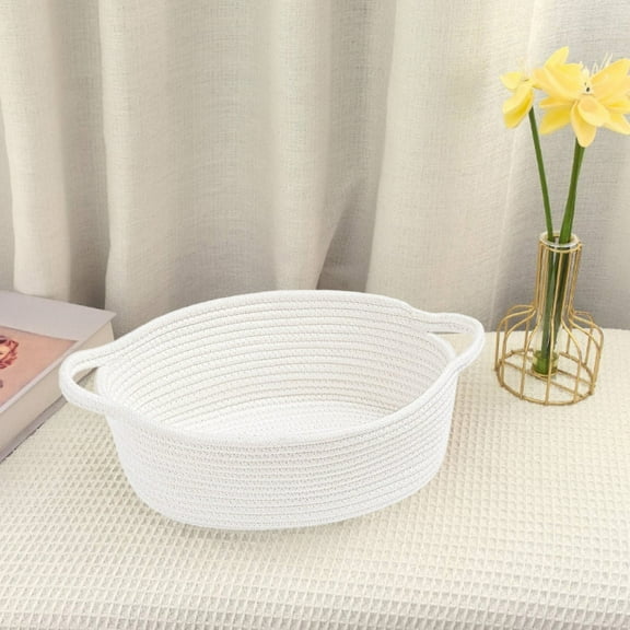 VOTRUDI Cotton Rope Storage Basket with Handles, Woven Basket for Toy Organization, Natural Home Decor Storage, Beige