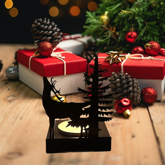VOTRUDI Elegant Metal Iron Christmas Deer,Christmas Decor Clearance,Candlestick Tabletop Decor,Christmas Indoor Decor for Room Office Tabletop,Black