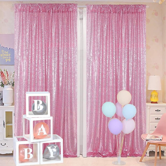 VOTRUDI Gold Sequin Backdrop Sequin Curtain 8ft Large Photo Booth Backdrop Curtains Polyester Mesh for Wedding Birthday Party Decorations Gold Glitter Sparkly