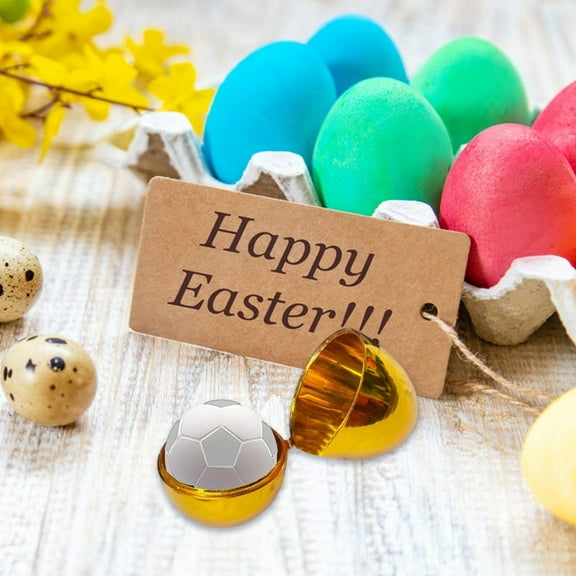 VOTRUDI Golden Plastic Easter Eggs - Fillable Surprise Eggs (12PC),Gold