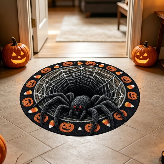 VOTRUDI Halloween Doormat 7.87"x11.81" Ghost Non Slip Washable Low Profile Dirt Resistant Welcome Mat Holiday Decor Floor Rug Area Rug Black