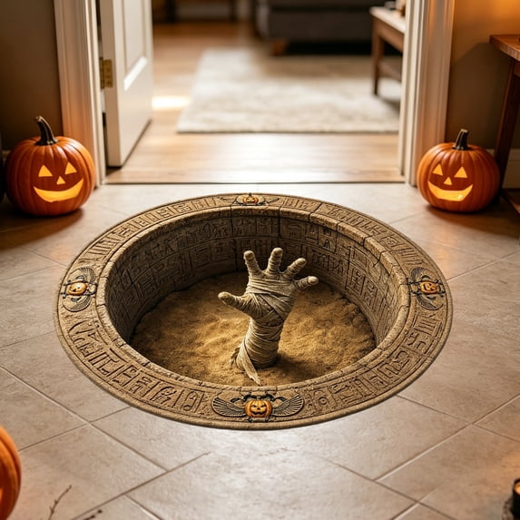 VOTRUDI Halloween Doormat 7.87"x11.81" Ghost Non Slip Washable Low Profile Dirt Resistant Welcome Mat Holiday Decor Floor Rug Area Rug Khaki