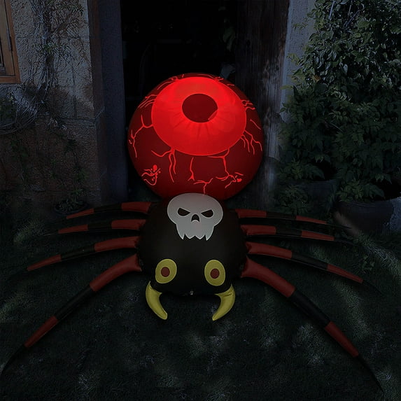 VOTRUDI Halloween Inflatable Spider Decoration with Built-in LED, Blow Up Yard Decor for Garden Party & Outdoor Halloween Display
