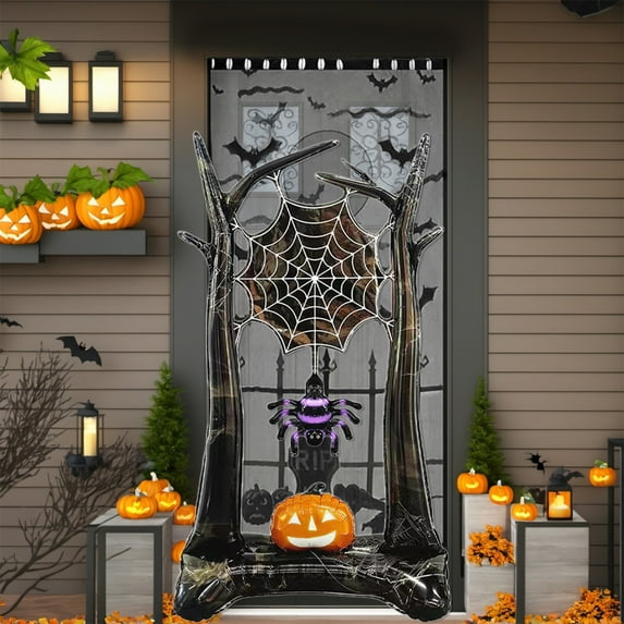VOTRUDI Halloween Large Standable Foil Balloon Decor - Tree with Spider Web & Pumpkin, Scary Yard/Entrance Decoration for Halloween Parties, Reusable & Easy to Inflate