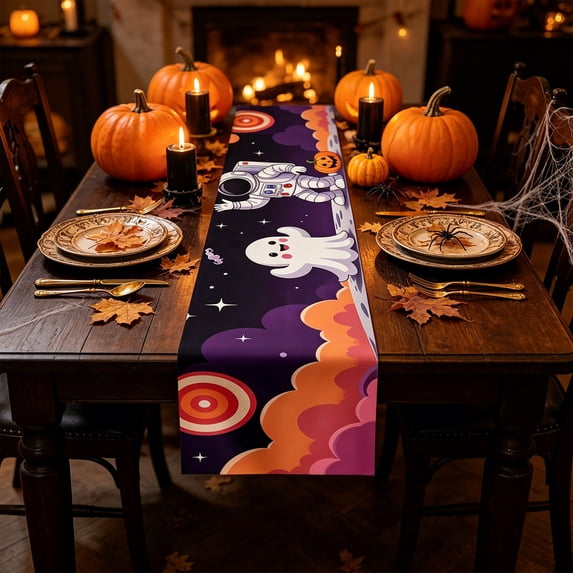 VOTRUDI Halloween Pumpkin Party Decoration Linen Tablecloth 72×13in