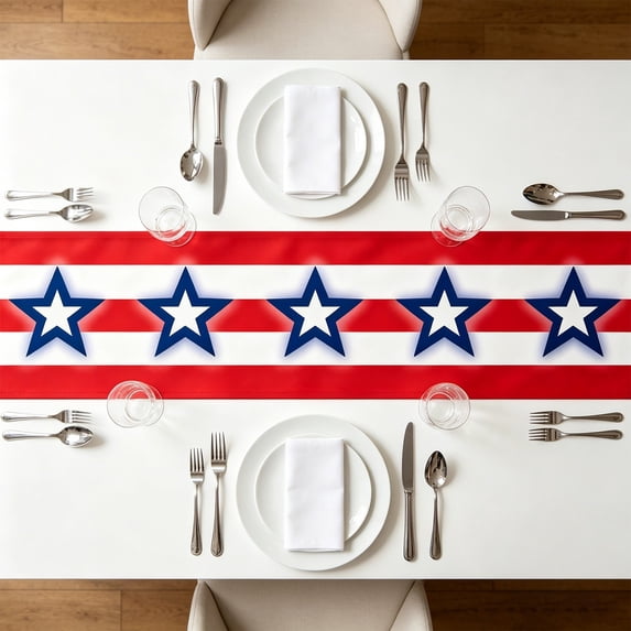 VOTRUDI Independence Day A-merican Themed Table Runner Flag And Star Patterns Placemat Holiday Party Table Decoration Table Runner