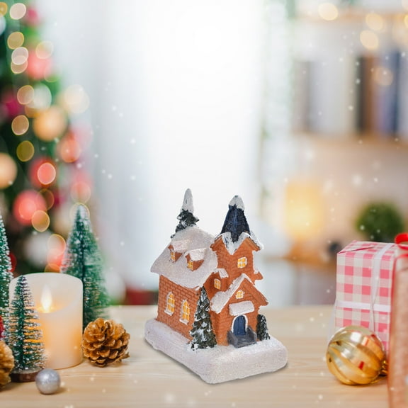 VOTRUDI Luminous Christmas Resin Small House,Christmas Decorations Indoor Clearance,Micro Resin Decoration,Christmas Indoor Decor for Room Office Tabletop,Colourful