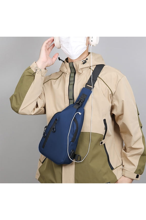 VOTRUDI Men's Crossbody Sling Bag PU Leather Travel Workout Everyday Carry Hands Free Chest Pack Blue