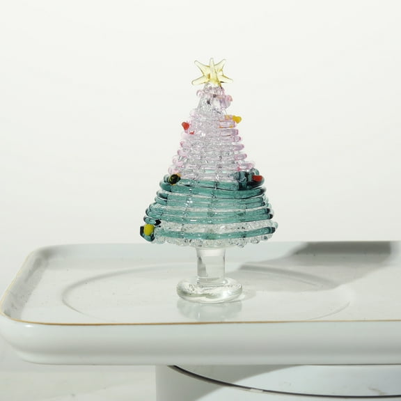 VOTRUDI Mini Christmas Tree Glass Ornaments,Christmas Tree Clearance,Winter Figurines,Christmas Indoor Decor for Room Office Tabletop,Green