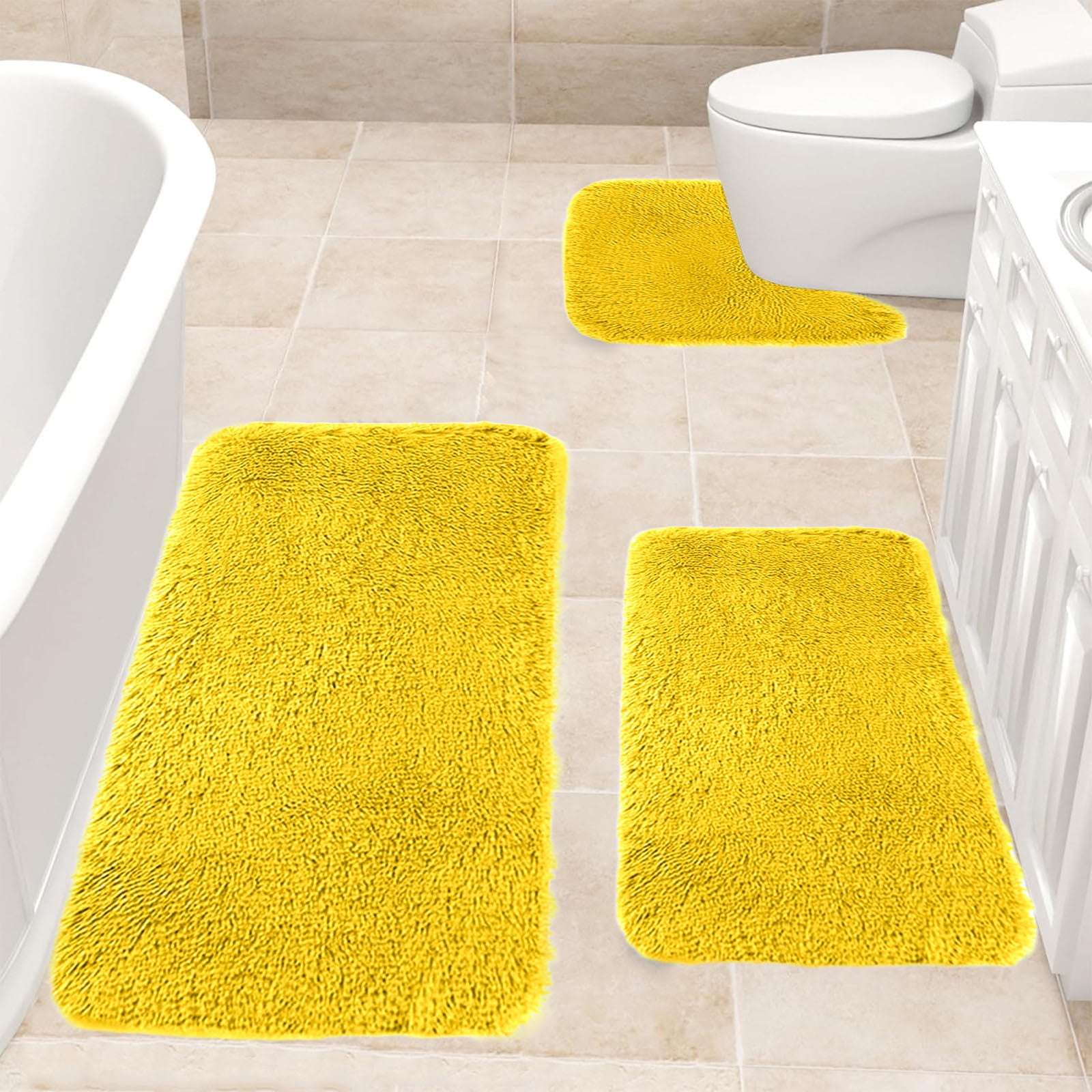 VOTRUDI Bathroom Rugs Clearance 3PC,Solid Color Soft Non-Slip Bath Mat ...