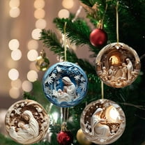 VOTRUDI Nativity Story Ornaments Set Bulk,4Pcs Nativity Scene Ornaments Christmas Tree Ornaments Set Birth Of Hanging Decorations Holy Religious Gifts Nativity Scene Gifts,Multicolor
