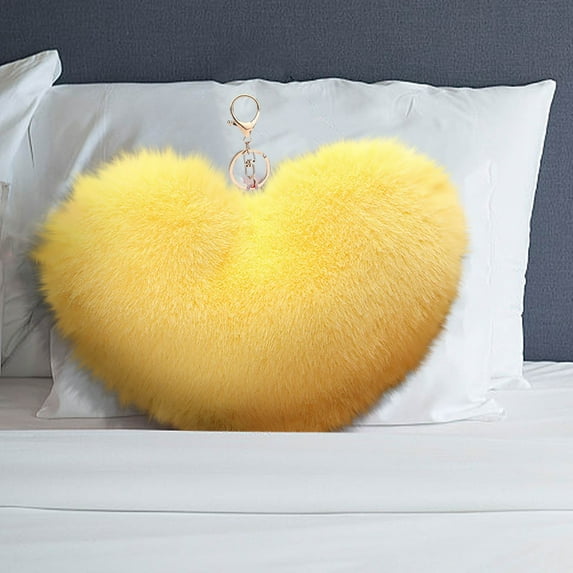VOTRUDI New Valentine's Day Decorations Holiday Throw Pillows,Valentine's Day Gifts for Kids: Puffy Heart Shaped Decorative Pillows for Living Room and Sofa,Yellow