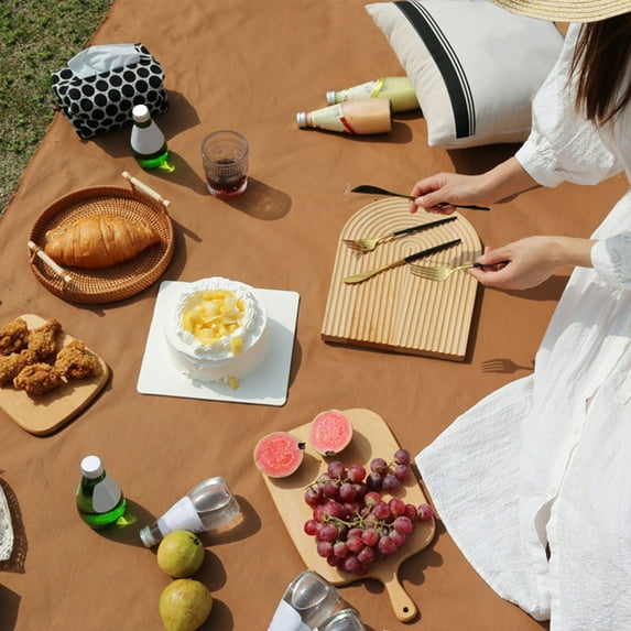 VOTRUDI Portable Watertight Picnic Blankets Mat Large - Outdoor Solid Color Mat for Camping and Beach,57x78in,Brown