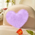 thumbnail image 1 of VOTRUDI Purple Heart-Shaped Plush Pillow, Soft Faux Fur Decorative Throw Cushion for Living Room, Bedroom, Office - Cute Gift for Mother's Day, Valentine's Day - 13.77x17.71in, 1 of 5