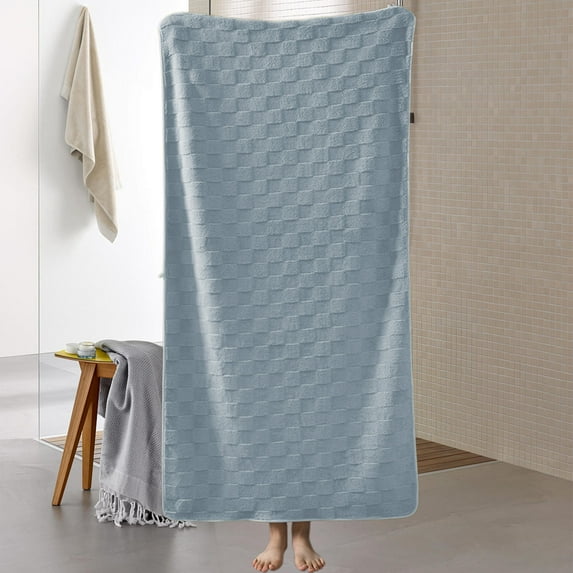 VOTRUDI Quick Drying Ultra Absorbent Thickened Plush Polyester Bath Towel - 55.11x27.55in Dark Gray, Soft Coral Velvet-Like, for Home Gym Beach Travel, Machine Washable
