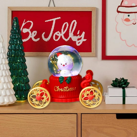 VOTRUDI Santa Claus Snow Sphere Decoration,Christmas Gifts Clearance,Festive Light-Up Ornament,Christmas Indoor Decor for Room Office Tabletop,Red