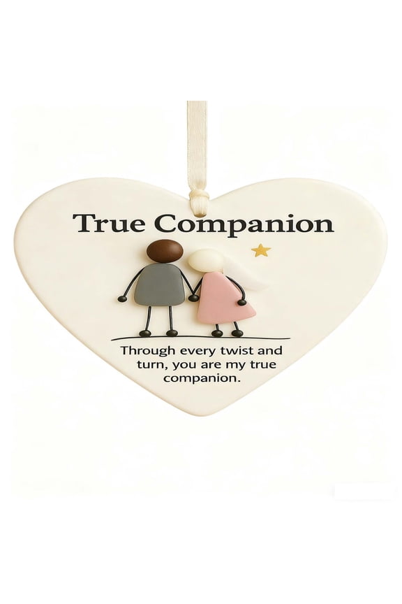 Sea Glass Heart Decoration - Romantic Home Decor with Gold Ribbon - Perfect Valentines Day, Wedding, Anniversary Gift for Couples - 8cm