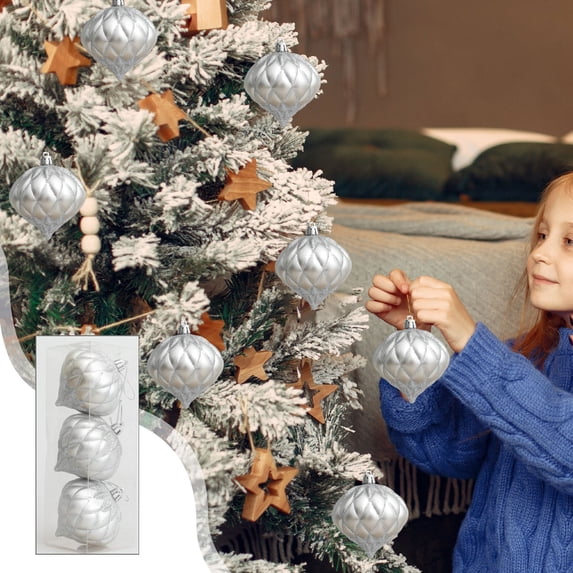 VOTRUDI Shatterproof Christmas Ball Ornaments, 3-Pack Plastic Christmas Tree Decorations with Glitter, Modern Solid Color Holiday Party Decor