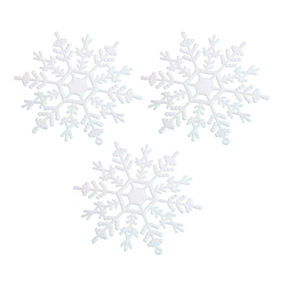 VOTRUDI Snowflakes-Christmas Tree Decorations,Christmas Tree Pendant Glitter White 12cm Plastic Flower Five-pointed Star Snowflake Deer Pendant Scene Arrangement Decoration,D
