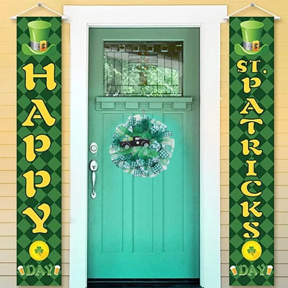 VOTRUDI Spring Saint Patrick's Day Front Door Wreath,St. Patrick's Day Wreaths for Front Door,Irish Festival Car Wreath Spring Easter Decor St. Paddy's Day Decorations,17x17in๏ผGreen