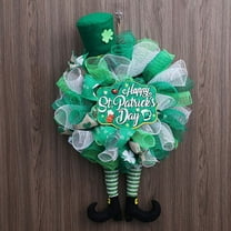 VOTRUDI Spring Saint Patrick's Day Front Door Wreath,St. Patrick's Day Wreaths for Front Door,Irish Festival Decor Pygmy Wreaths St. Paddy's Day Decorations,25x20in，Green