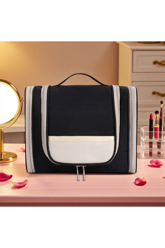 VOTRUDI Travel Toiletry Bag Large Capacity Double Opening Dopp Kit Cosmetic Organizer Pouch For Business Travel Black