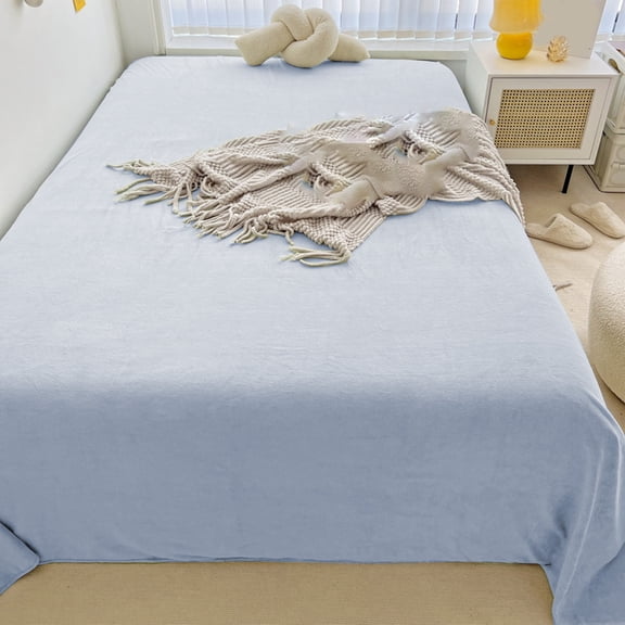 VOTRUDI Ultra Soft Microfleece Sheet Set Warm Fuzzy Velvet Flannel Fleece Bed Sheets Sky Blue 160x230 cm