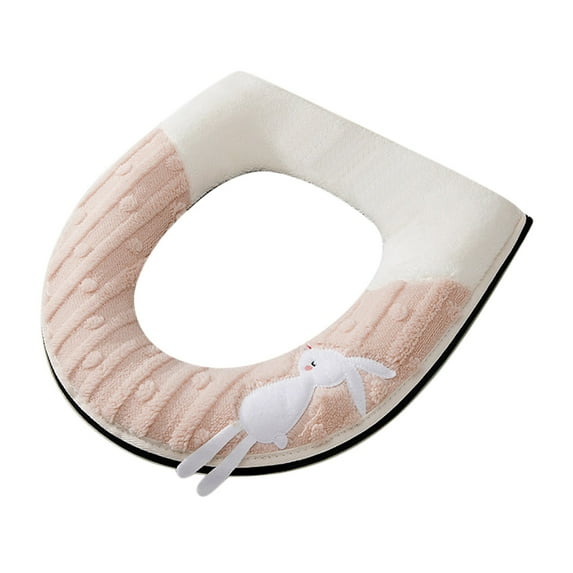 VOTRUDI Warm Thick Plush Toilet Seat Cover Pink - Washable Removable Waterproof Household Toilet Cushion for Winter & All Season Bathroom Use