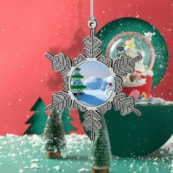 VOTRUDI Winter Christmas Snowflakes Hanging Decorations,European and American Style Christmas Metal Snowflake Hanging Decoration with Sublimation and Blank Hanging Gifts.,Silver