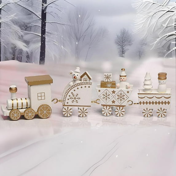 VOTRUDI Wooden Christmas Train Ornament,Christmas Decorations Clearance,Decorative Collectible,Christmas Indoor Decor for Room Office Tabletop,White