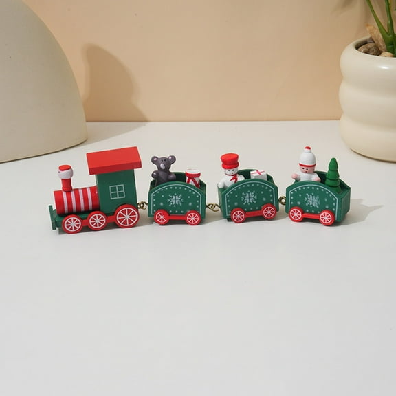 VOTRUDI Wooden Christmas Train Ornament,Night Before Christmas Decor Clearance,Decorative Collectible,Christmas Indoor Decor for Room Office Tabletop,Green