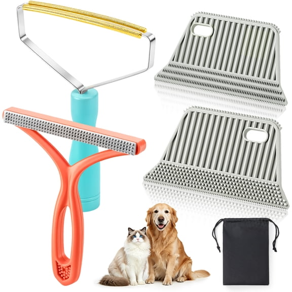 VOTUYB 4 Pack Lint Shaver & Carpet Rake, Portable Fabric Lint Remover Scraper Brush for Clothes, Couch, Furniture, Pet Beds, Car Mats & Carpet Fur Removal