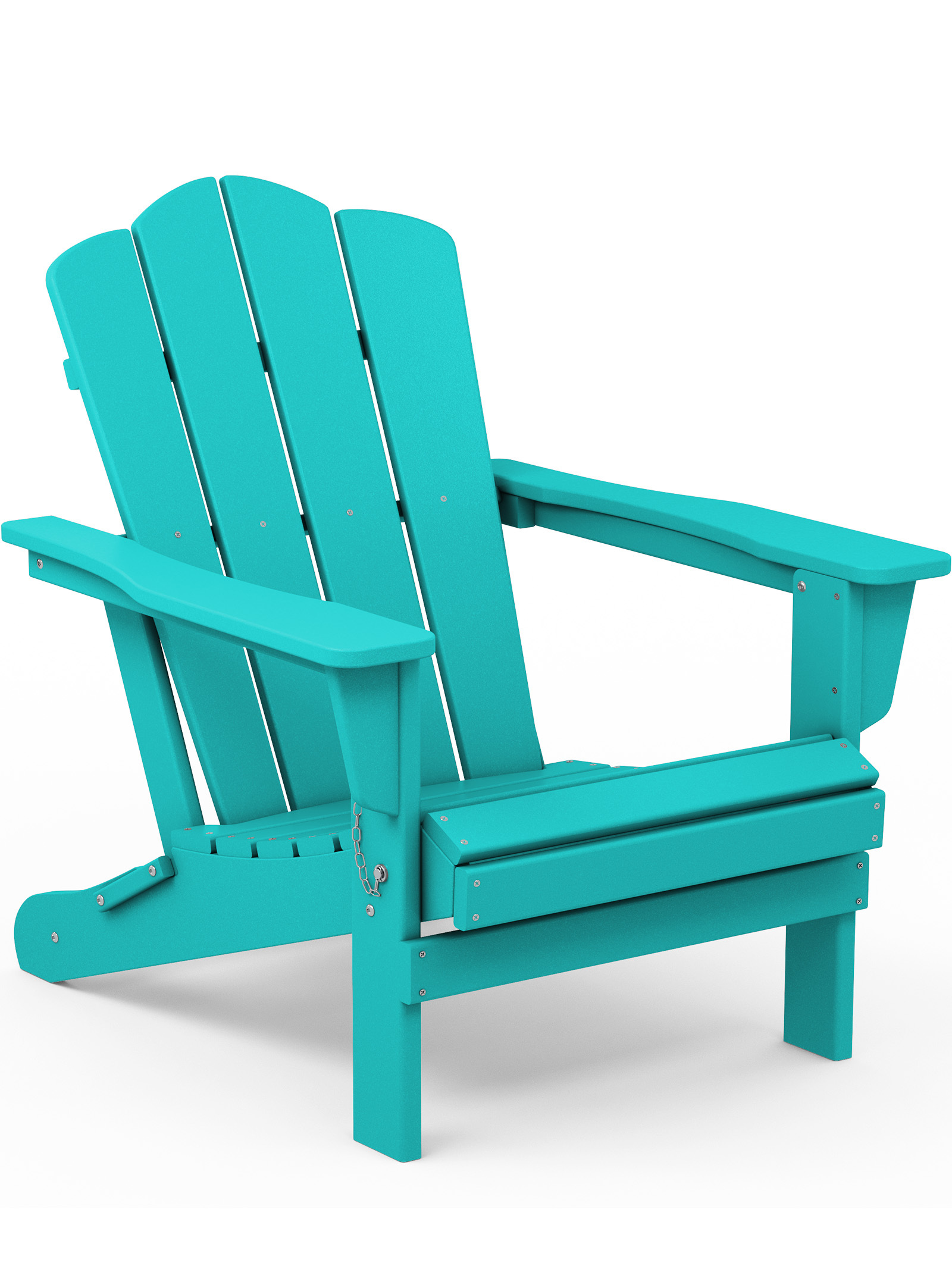 VOUA Folding Adirondack Chair Resin Outdoor Patio Furniture, Aruba Blue