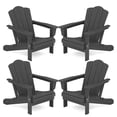 thumbnail image 1 of VOUA Folding Adirondack Chair Set of 4, HDPE Plastic Patio Chairs Perfect for Outdoor, Lawn, Garden, Deck, Outside, Gray, 1 of 7