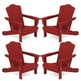thumbnail image 1 of VOUA Folding Adirondack Chair Set of 4, HDPE Plastic Patio Chairs Perfect for Outdoor, Lawn, Garden, Deck, Outside, Dark Red, 1 of 7