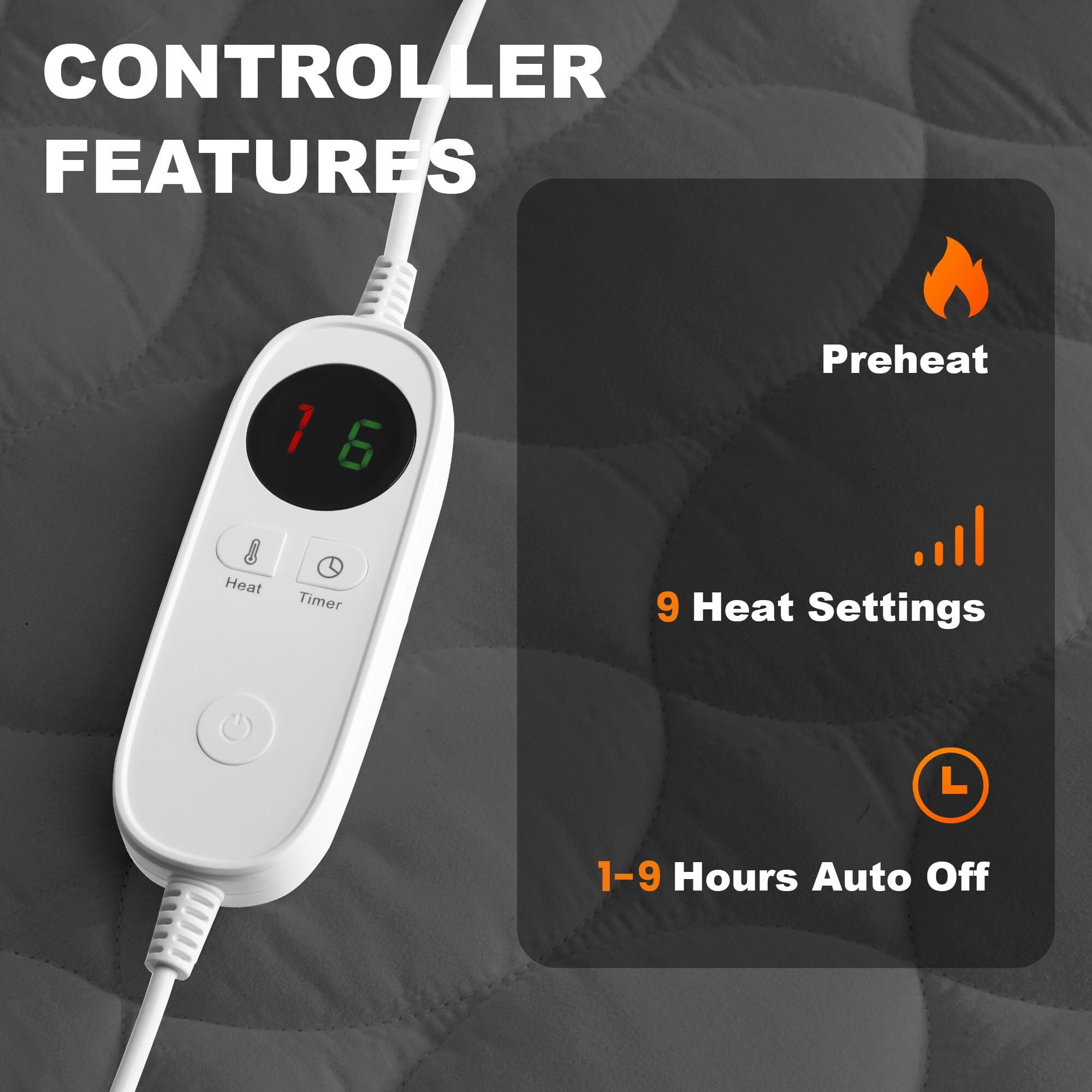 VOUA Heated Mattress Pad Twin Size WaterResistant Electric Mattress Pad Cover Bed Warmer