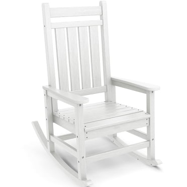 Outdoor Rocking Chair Set of 2, HDPE Plastic Porch Rocker, Navy Blue ...