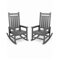 thumbnail image 1 of VOUA Outdoor Rocking Chair Set of 2 HDPE Plastic All Weather Slatted for Lawn Garden Deck Outside, Gray, 1 of 6