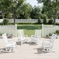 thumbnail image 1 of VOUA Outdoor Rocking Chair Set of 4 HDPE Plastic All Weather Slatted for Lawn Garden Deck Outside, White, 1 of 8