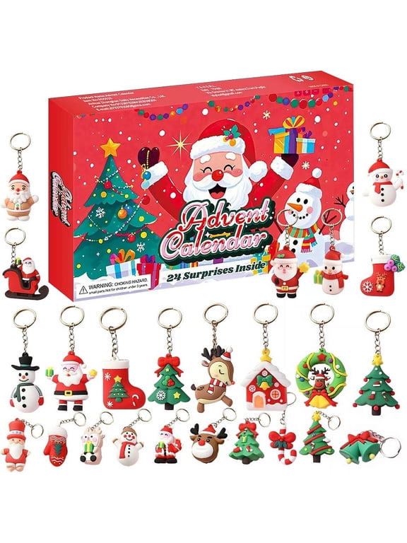 Christmas Advent Calendar Keychain, Holiday Countdown Surprise Gift Box for Party