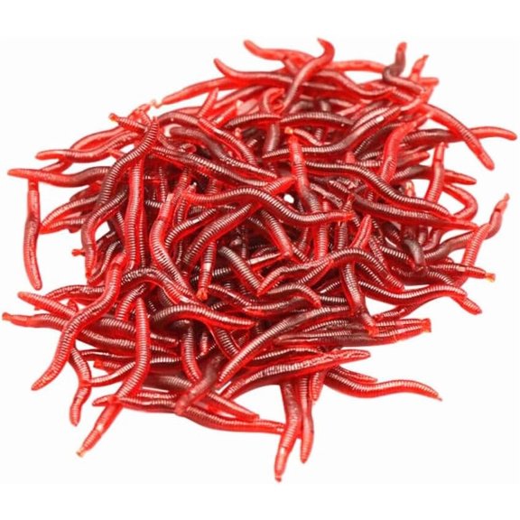 VOUKER Red Worm Fishing Lures Set of 100, Soft Plastic Earthworm Baits for Freshwater Fishing
