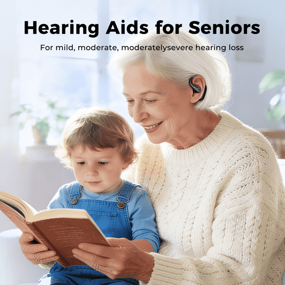 VOULAO F Open Ear Bluetooth Headphones, Rechargeable Wireless Earbuds with Clear Sound Enhancement and Noise Reduction for Seniors