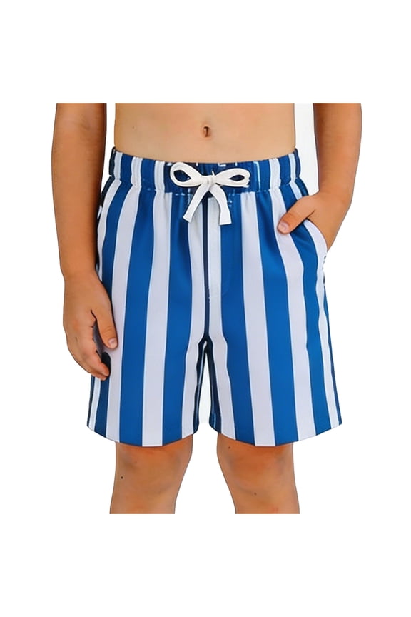 Athletic Shorts for Boys, Two-Tone Stripe Printed Lightweight Breathable Gym Workout Shorts, Running Basketball Performance