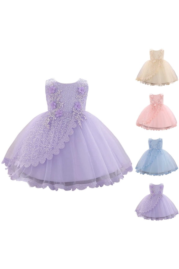 Baby Girls Bowknot Christening Gown Baptism Dress Elegant Formal Princess Gown for Special Occasions